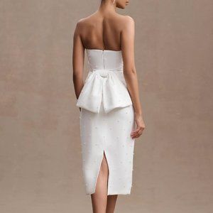 Sachin & Babi Gemma Strapless Back-Bow Pearl Midi Dress from Bhln